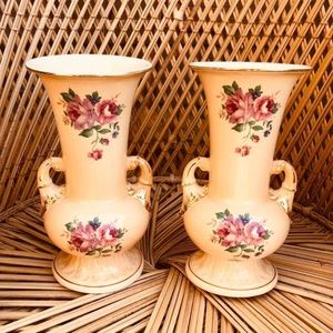 Vintage Spaulding China Rose Vases Set of 2